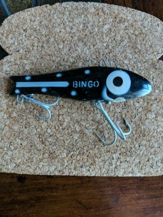 Vintage Doug English Texas Bingo Fishing Lure Black Plug Bass Jig Minnow Bait 4