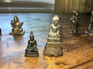 7 Antique Bronze Indian Hindu,  Buddhist & Jain Deities Votive Statues 5