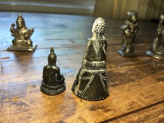 7 Antique Bronze Indian Hindu,  Buddhist & Jain Deities Votive Statues 6