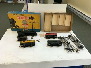 Marx Windup Train Set Non - Vintage Antique Parts Display W Box