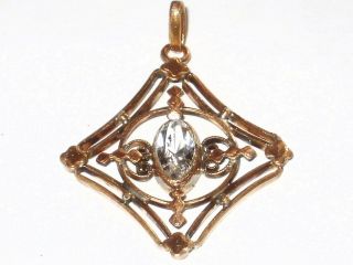 Antique Edwardian 9ct Rolled Gold Pendant With Stone