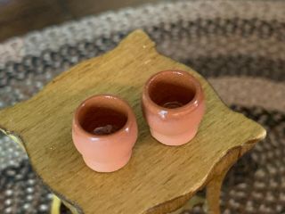 IGMA Artisan Jane Graber Stunning Miniature Primitive Redware Pair Drinking Cups 2
