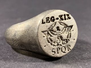 Very Rare Ancient Roman Silver Legionary Xix Aquila Spqr Ring Circa.  40bce - 100ad