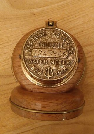 Antique York NEPTUNE METER Trident water meter Brass Clock steam punk 2