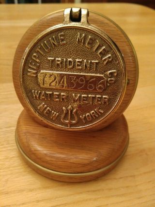 Antique York NEPTUNE METER Trident water meter Brass Clock steam punk 5