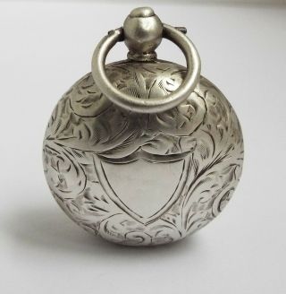 Lovely Decorative Engraved English Antique 1904 Sterling Silver Sovereign Case
