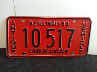 1982 - 83 Illinois License Plate Antique Vehicle