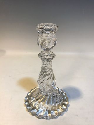 Antique Baccarat Crystal Bambous Swirl Candlestick - 7 " Tall - Marked