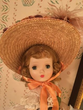 Large Doll Hat And Flower Basket For Vintage Doll