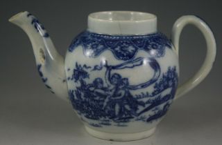 Antique Pottery Pearlware Blue Transfer Brameld Swinton Miniature Teapot 1815