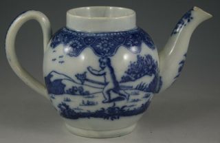 Antique Pottery Pearlware Blue Transfer Brameld Swinton Miniature Teapot 1815 2