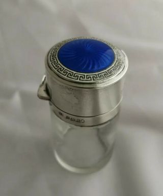 Antique Silver & Enamel Topped Perfume Bottle/toilet Jar/smelling Salts - Hm 1911