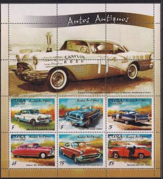1cuba Sc 4250 - 4255a Rare Spec Edition Antique Cars Automobiles Sheetlet Mnh