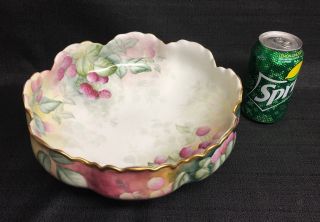 Antique Haviland Hand Painted Floral Centerpiece Bowl Signed 10