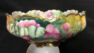 Antique Haviland Hand Painted Floral Centerpiece Bowl Signed