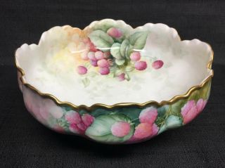 Antique Haviland Hand Painted Floral Centerpiece Bowl Signed 3