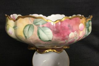 Antique Haviland Hand Painted Floral Centerpiece Bowl Signed 7