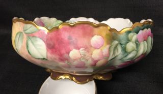 Antique Haviland Hand Painted Floral Centerpiece Bowl Signed 8