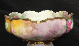 Antique Haviland Hand Painted Floral Centerpiece Bowl Signed 9