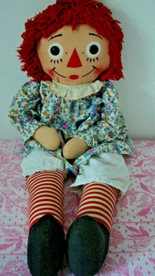 Vintage 30 " Cloth Raggedy Ann Doll