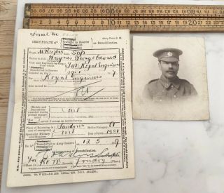 Antique Ww1 Certificate Of Transfer Of Reserve,  Ge Haynes With His Photograph