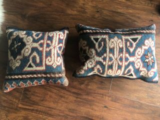 Rare Antique 19th C Kuba Carpet Rug Pillows