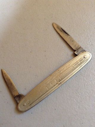 Vintage Antique Sterling Silver Victorian Fruit Pocket Knife Railroad Meriden