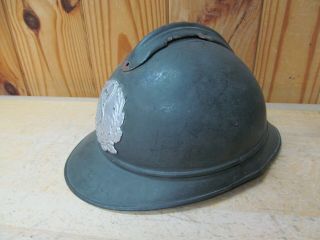 Antique Wwi Or Wwii French Adrian Medical Corps Military Helmet W/ Crest