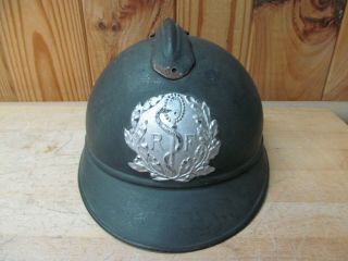 Antique WWI or WWII French Adrian Medical Corps Military Helmet w/ Crest 2