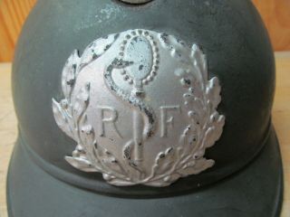 Antique WWI or WWII French Adrian Medical Corps Military Helmet w/ Crest 3