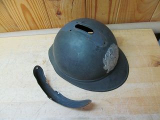Antique WWI or WWII French Adrian Medical Corps Military Helmet w/ Crest 4