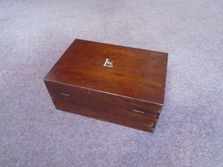 Vintage Mahogany Desk Top Stationery Storage Box Or Sewing Box Jewellery Box