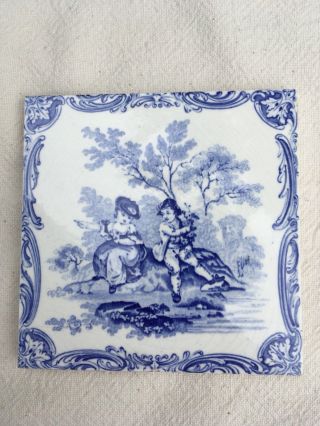 Antique Minton China Stoke On Trent Tile,  6 Inches Square