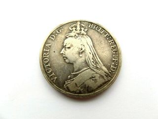 Antique Vintage 1889 Queen Victoria Silver Crown Coin.