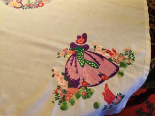 Vintage embroidered Crinoline Lady Table Cloth.  1930/40s 4