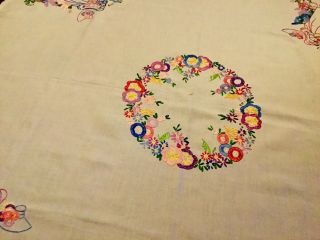 Vintage embroidered Crinoline Lady Table Cloth.  1930/40s 5