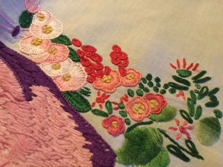Vintage embroidered Crinoline Lady Table Cloth.  1930/40s 8