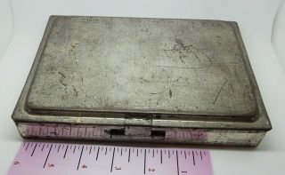 Antique English Metal Water Color Paint Box with Palette Water & Brush Storage 4