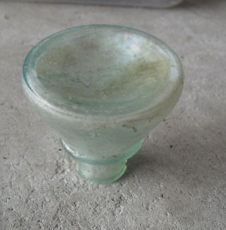 Antique Green Glass Empty Ink Well Bottle 2 1/2 