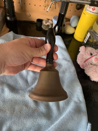 Antique Solid Brass Bell With Wood Handle