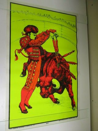 Vintage Ole Bull Fight Blacklight Neon Poster 1969