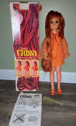 Vintage Ideal Crissy Doll Growing Hair,  Brush And Instruction Sheet