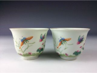 A Chinese Famille Rose Cups Painted With Butterfly And Flower,  Six - Chara