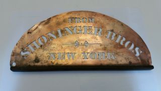 Shoninger Bros.  NY Jos.  J.  Sayre & Son Vintage Copper Crescent Shaped Stencil Sign 2