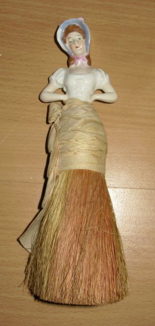 Antique Half Doll Arms Away Vanity Whisk Broom Germany 5715 Ribbon Skirt