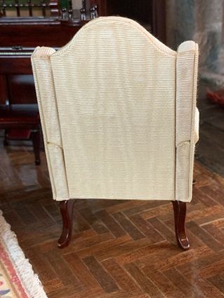 Miniature Dollhouse Vintage EARLY Fantastic Merchandise Wing Back Chair Moire 3