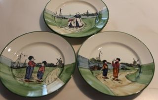 Antique Dutch / Holland Hand Painted Plates Zell Germany Set Of 3