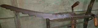 Antique Hay Saw / Knife With Wood Handles 35 " - Vintage Farm Tool Rustic Decor