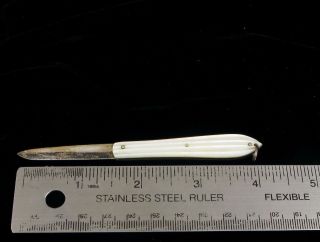 ANTIQUE JYC STERLING SILVER BLADE FRUIT POCKET KNIFE GROOVED MOTHER OF PEARL 3