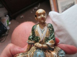 Vintage Japanese Satsuma Pottery Hand Painted Figure Signed 4